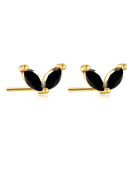 18k gold [black] 925 Sterling Silver Cubic Zirconia Geometric Dainty Stud Earring